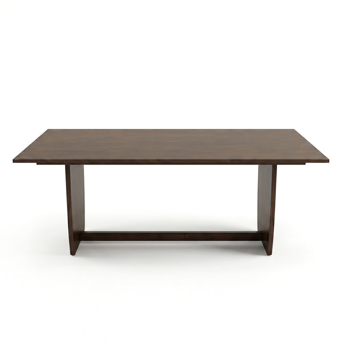 Preston Solid Wood Dining Table with Trestle Base in Warm Walnut Finish