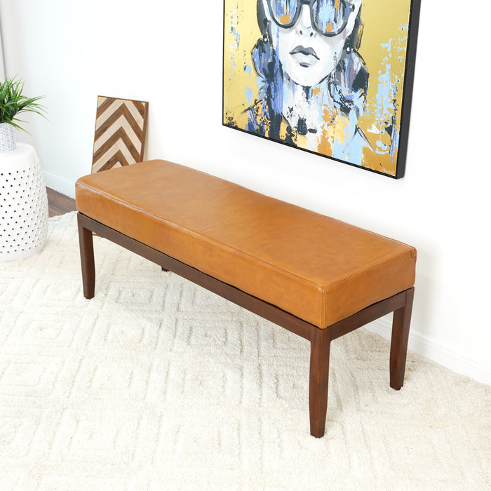 Austin Bench (Antique Tan Leather - w/o Lines)