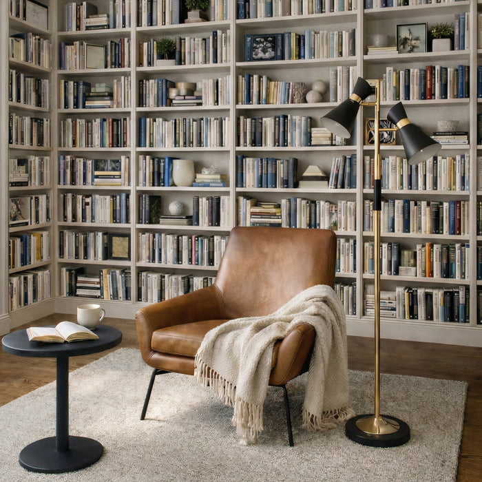 Axis Brassed Gold Floor Lamp | Double Spot Lights &amp; 4-Way Switch