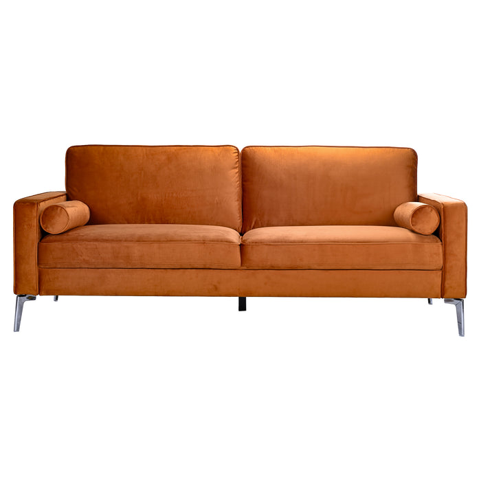 Axten Orange Velvet Sofa