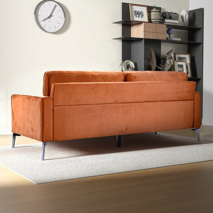 Axten Orange Velvet Sofa