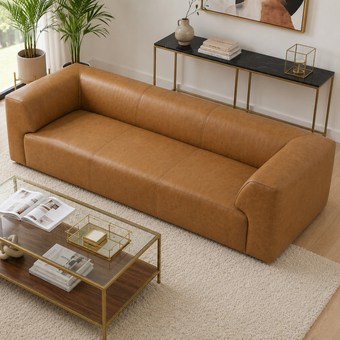 Beaucaire Tan Leather Sofa