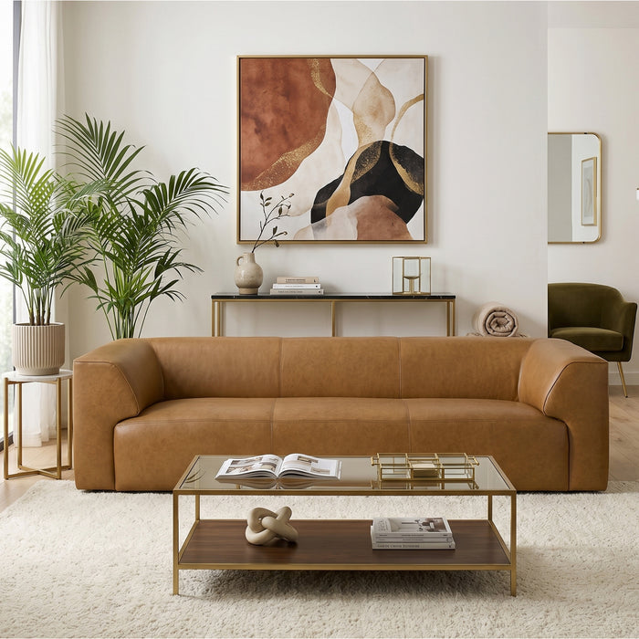 Beaucaire Tan Leather Sofa
