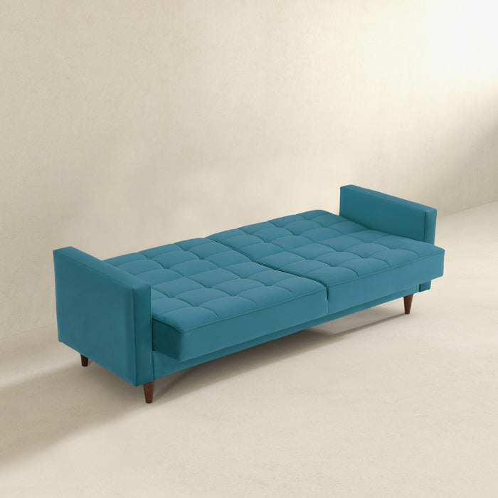 Benara Teal Velvet Sleeper Sofa