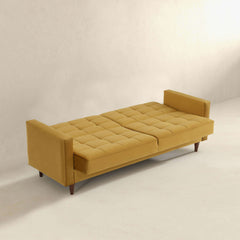 Baneton  Mid-Century Modern Yellow Velvet Sleeper Sofa