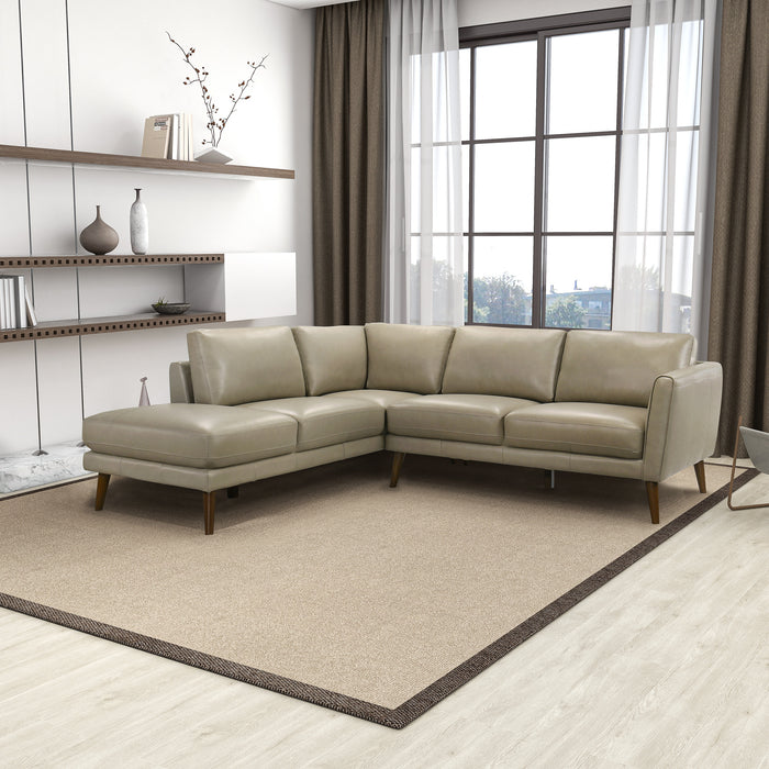 Benson Beige Leather Sectional Sofa Left Facing Chaise