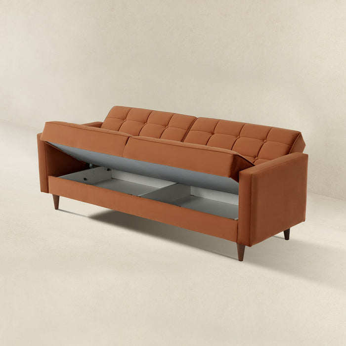 Benara Burnt Orange Velvet Sleeper Sofa