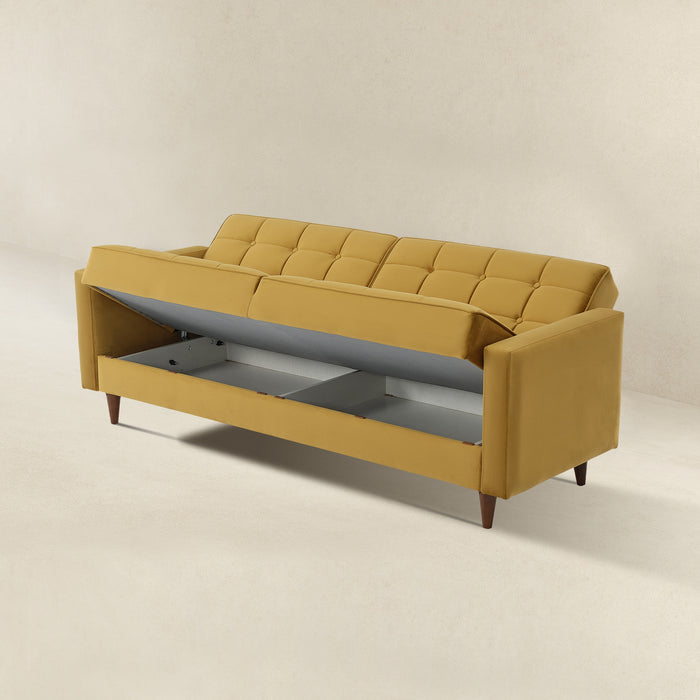 Benara Yellow Velvet Sleeper Sofa