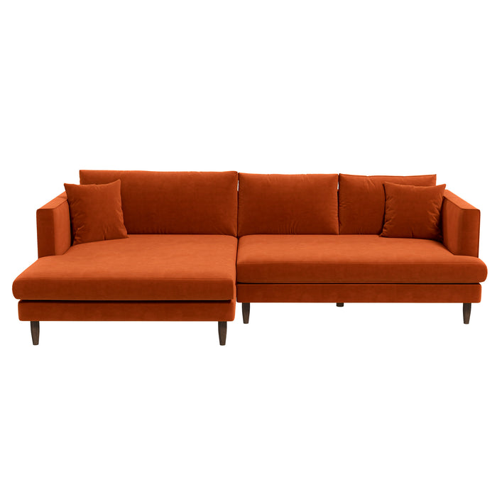 Blake L-Shaped Sectional Burnt Orange Sofa Right Facing