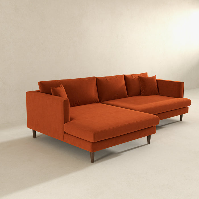 Blake L-Shaped Sectional Burnt Orange Sofa Right Facing