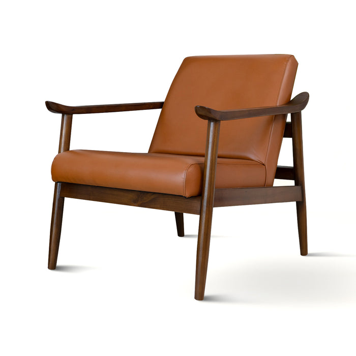 Brandon  Solid Dark Tan Leather Lounge Chair