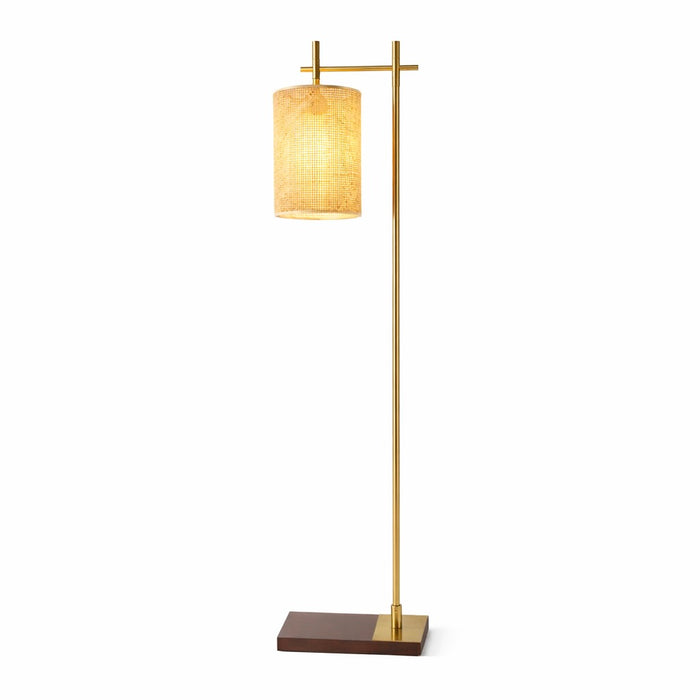 Brizo Floor Lamp | Dark Brown Bamboo & Bronze Frame