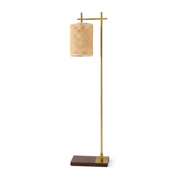 Brizo Floor Lamp | Dark Brown Bamboo & Bronze Frame