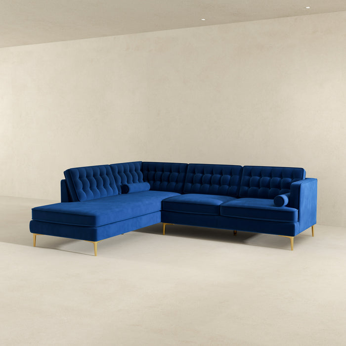 Brooke Dark Blue Sectional Sofa Left Facing