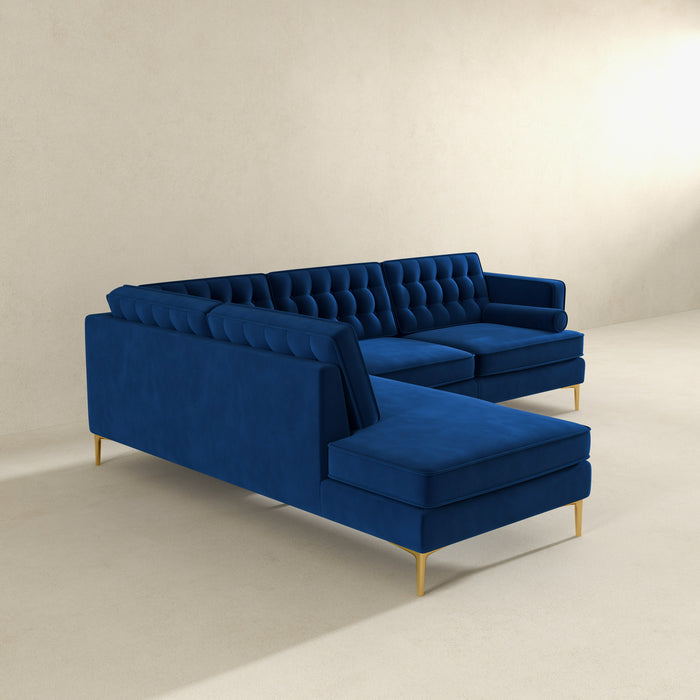 Brooke Dark Blue Sectional Sofa Left Facing