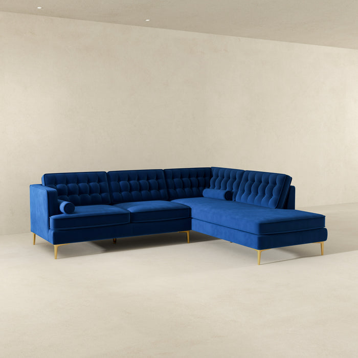 Brooke Dark Blue Sectional Sofa Right Facing