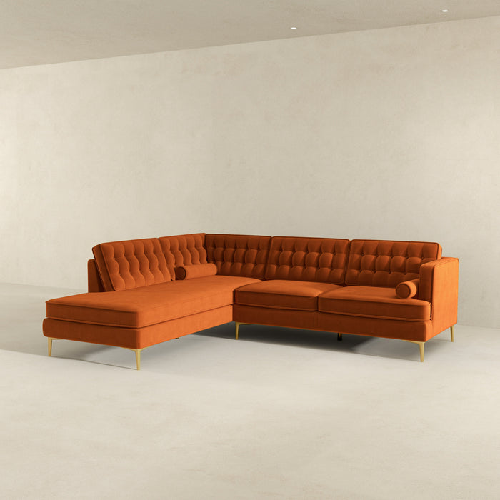 Brooke Burnt Orange Sectional Sofa Left Facing