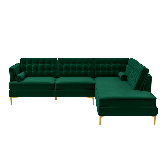 Brooke Green Sectional Sofa Right Facing