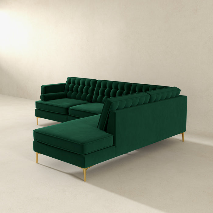 Brooke Green Sectional Sofa Right Facing