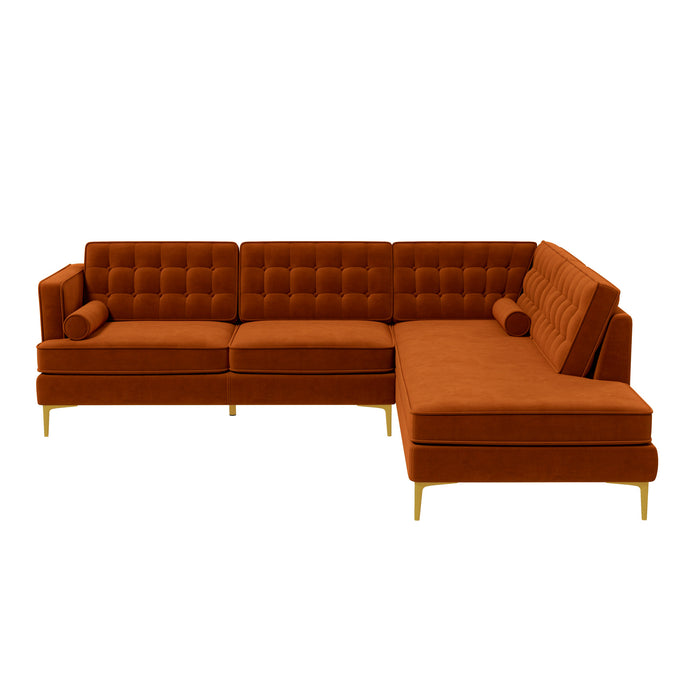 Brooke Burnt Orange Sectional Sofa Right Facing