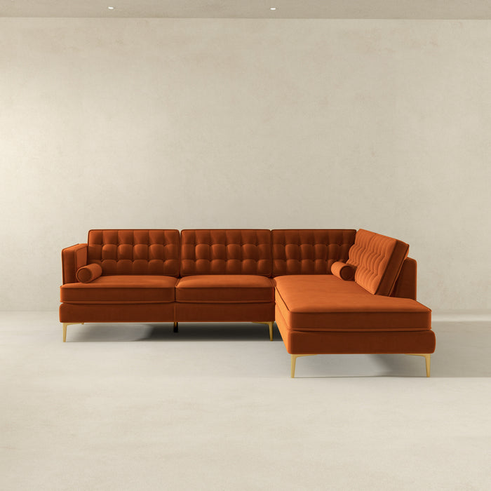 Brooke Burnt Orange Sectional Sofa Right Facing