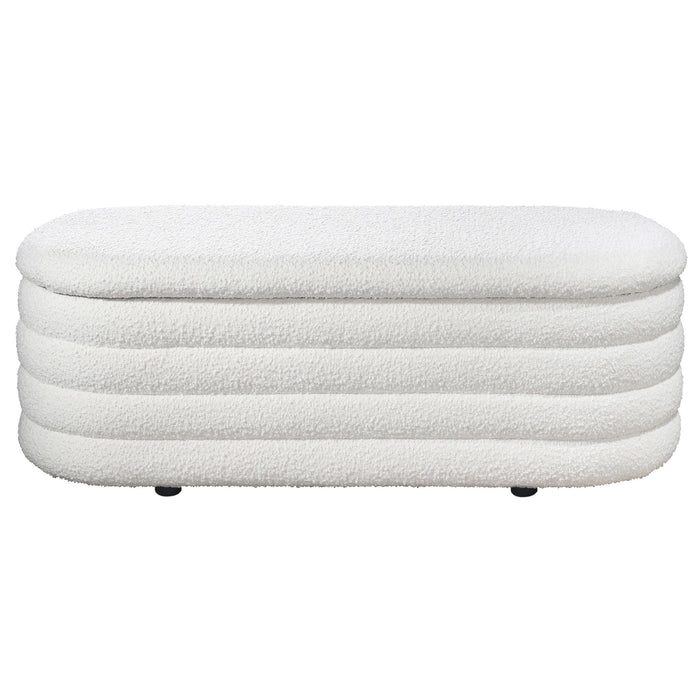 Cabana White Boucle Bench w/Storage