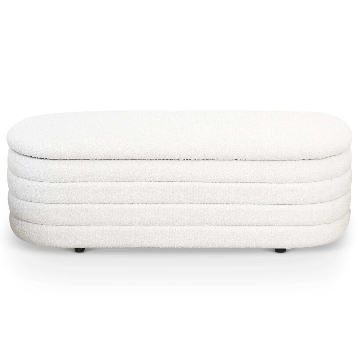 Collen Mid-Century Modern White Boucle Upholstered Storage Bench