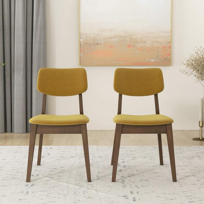 Carlos Dark Yellow Velvet Solid Back Side Chair (Set Of 2)