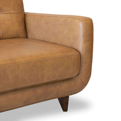Allison Tufted Back Cognac Tan Genuine Leather Sofa