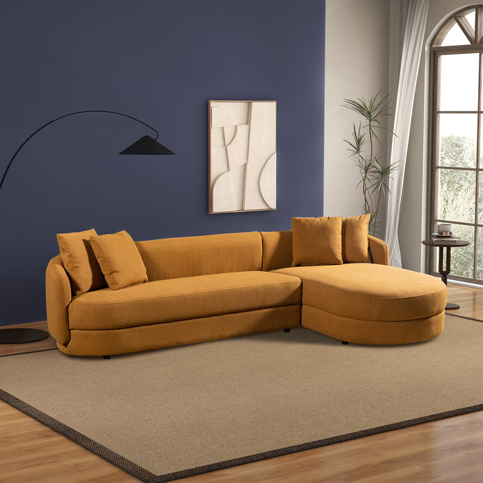 Chandler Cognac Boucle Right Sectional Sofa