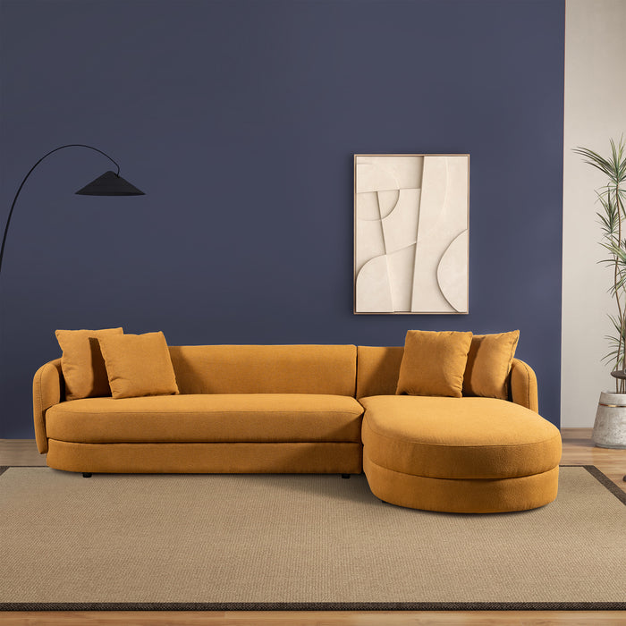 Chandler Cognac Boucle Right Sectional Sofa