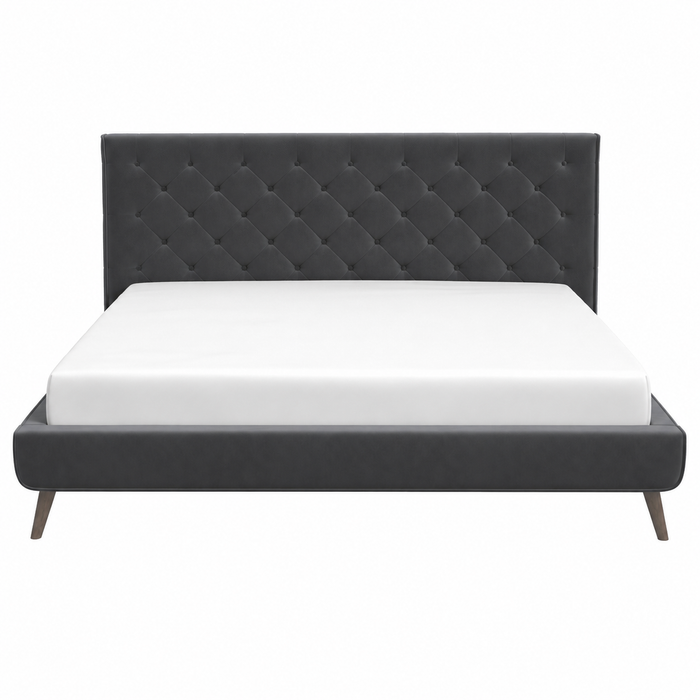 Dillon Grey Velvet Platform Bed (King Size)