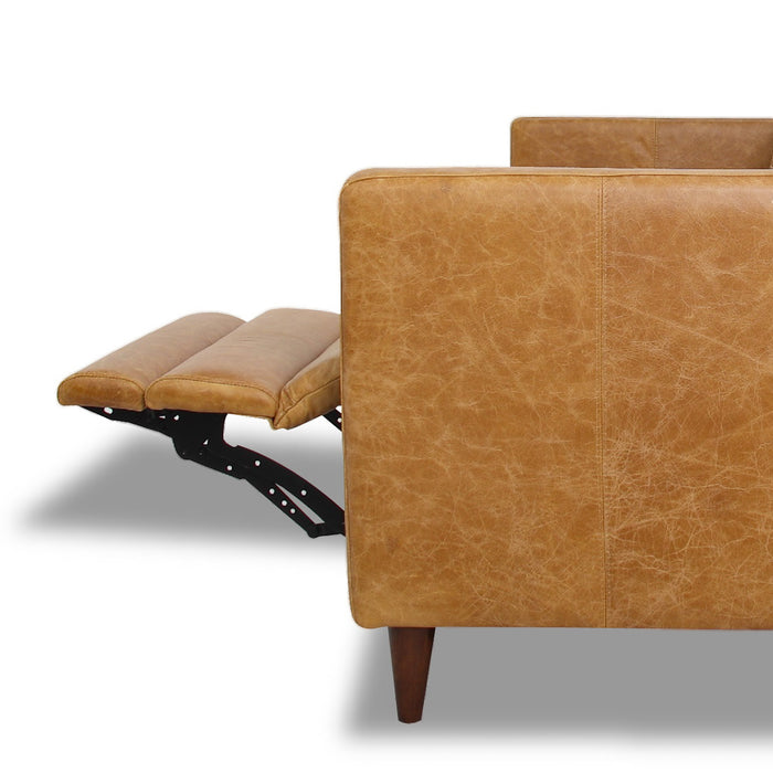 Christopher Tan Leather Electric Inclining Sofa | Right Facing Power Recliner Couch | Ashcroft Imports Furniture