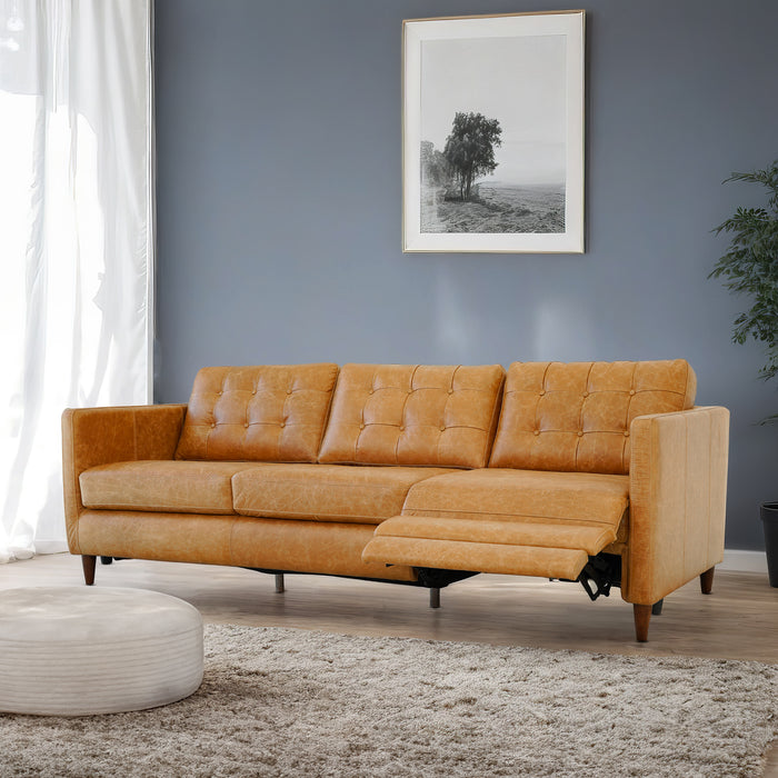 Christopher Tan Leather Electric Inclining Sofa | Right Facing Power Recliner Couch | Ashcroft Imports Furniture