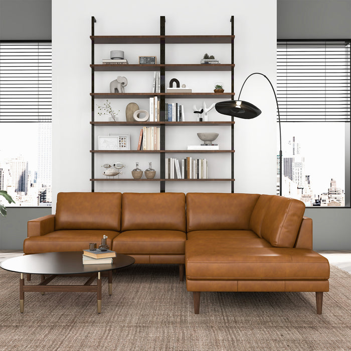 Corbin Right-Facing Tan Leather Sectional Sofa