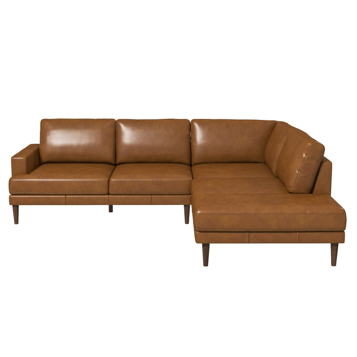 Corbin Right-Facing Tan Leather Sectional Sofa