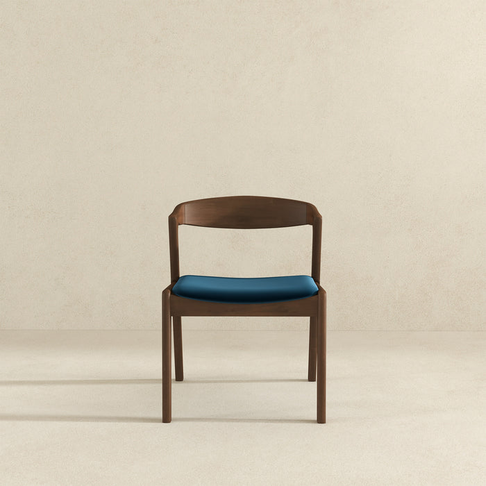 Dakota  Solid Wood Blue Velvet Dining Chair (Set Of 2)
