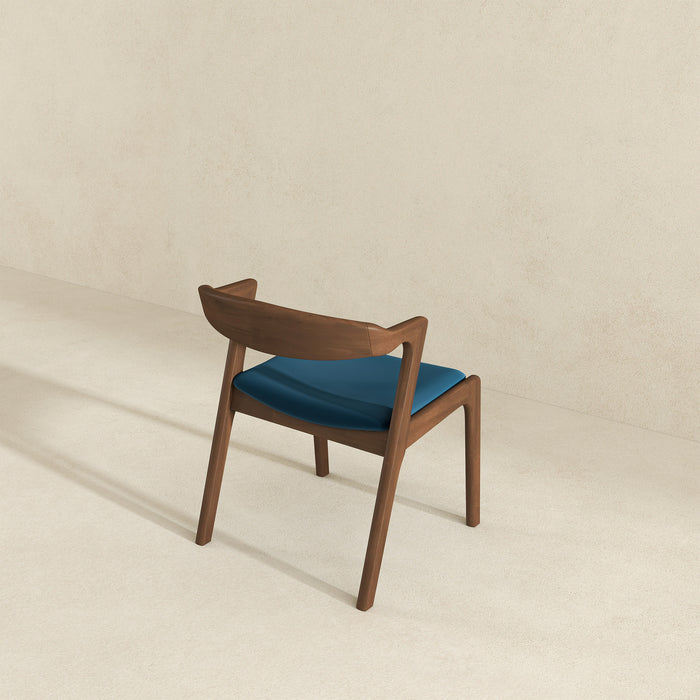 Dakota  Solid Wood Blue Velvet Dining Chair (Set Of 2)