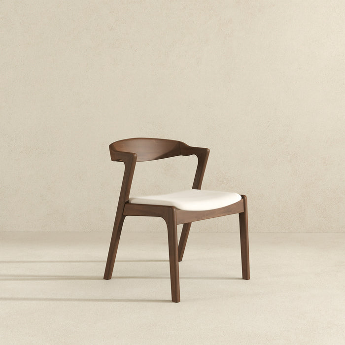 Dakota  Solid Wood Cream Velvet Dining Chair (Set Of 2)