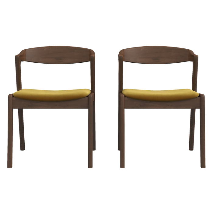 Dakota Dark Yellow Velvet Dining Chair (Set Of 2)