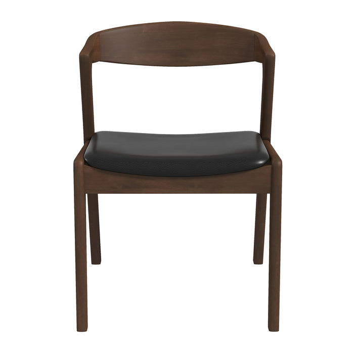 Dakota Solid Wood & Black Vegan Leather Dining Chair – Walnut Finish | Ashcroft Imports Furniture
