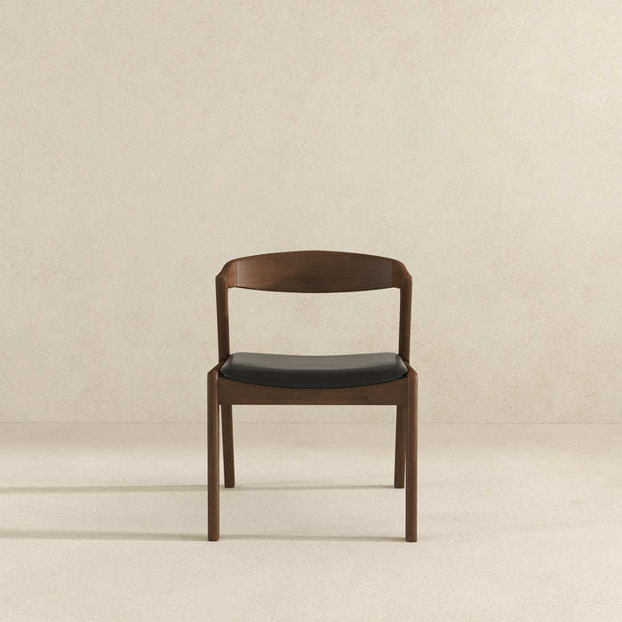 Dakota Solid Wood & Black Vegan Leather Dining Chair – Walnut Finish | Ashcroft Imports Furniture