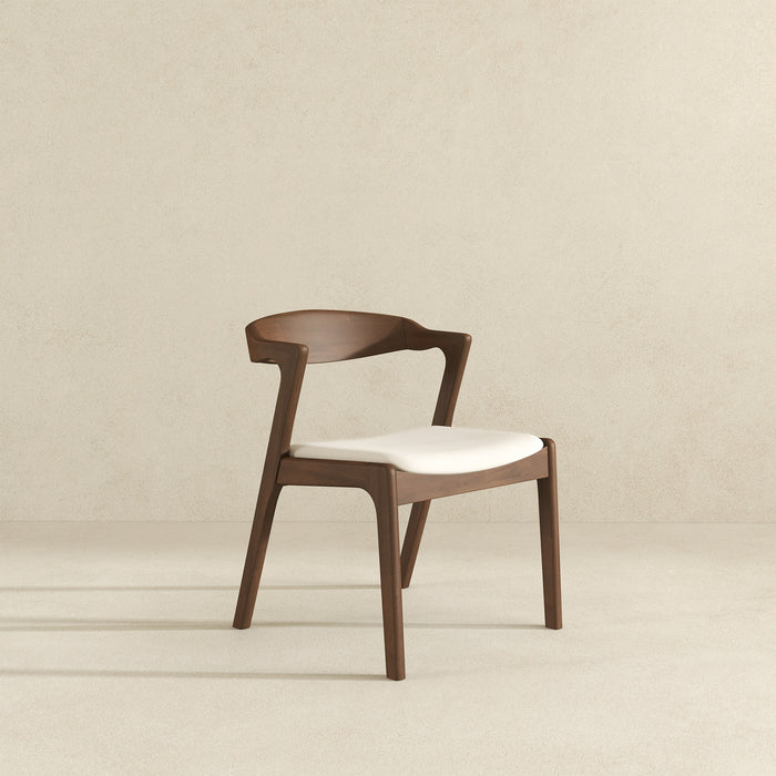 Dakota Solid Wood & Cream Velvet Dining Chair – Walnut Finish | Ashcroft Imports Furniture