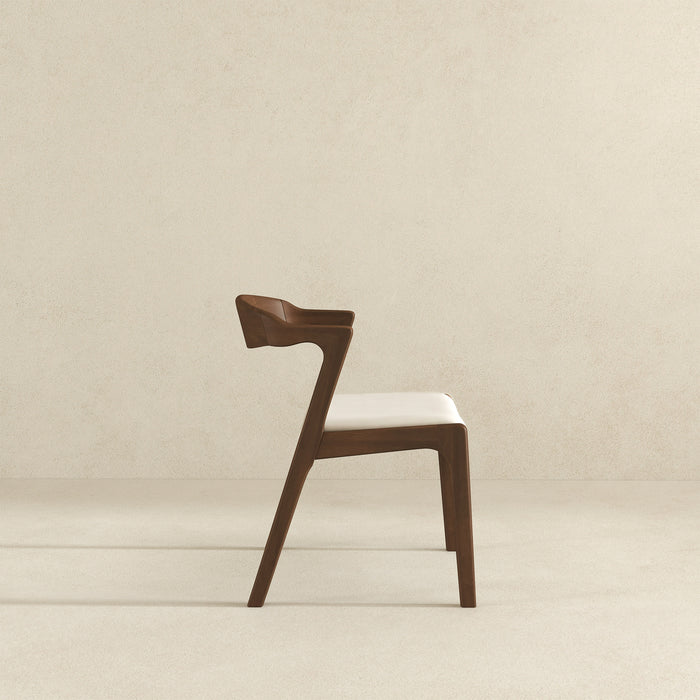 Dakota Solid Wood & Cream Velvet Dining Chair – Walnut Finish | Ashcroft Imports Furniture