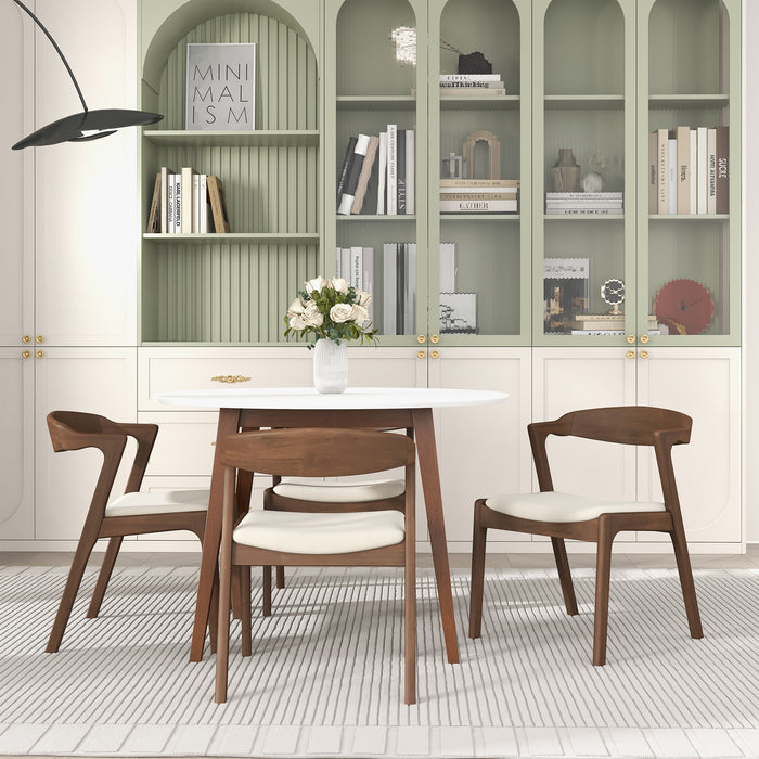 Dakota Solid Wood & Cream Velvet Dining Chair – Walnut Finish | Ashcroft Imports Furniture
