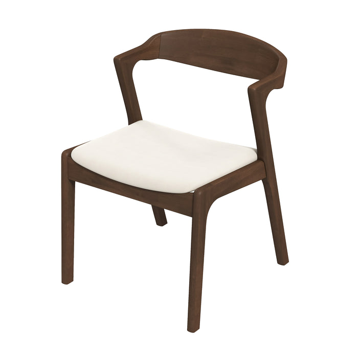 Dakota Solid Wood & Cream Velvet Dining Chair – Walnut Finish | Ashcroft Imports Furniture