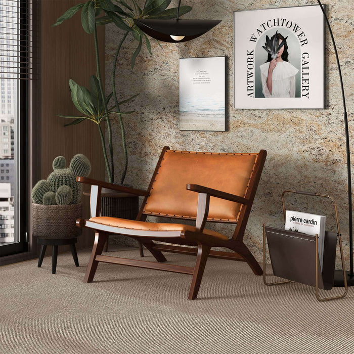 Daniel Mid-Century Modern Genuine Tan Leather Lounge Chair | Ashcroft Imports Furniture
