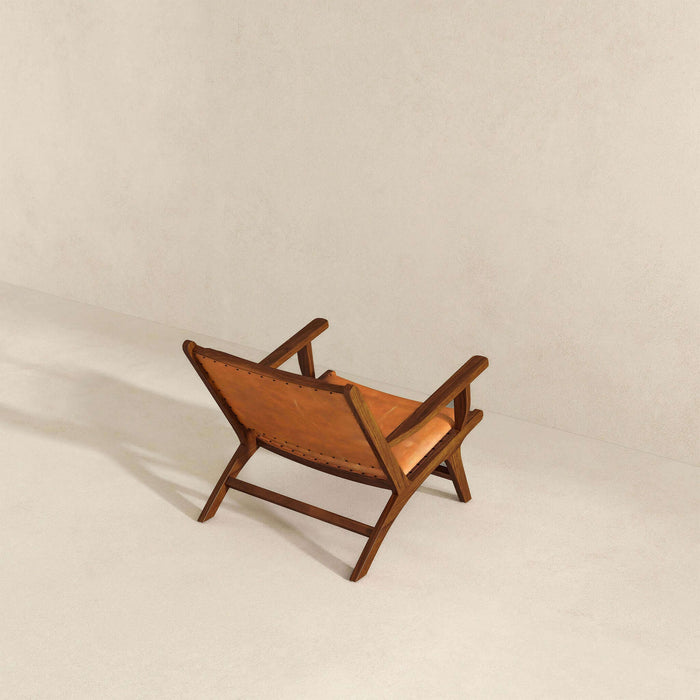 Daniel Mid-Century Modern Genuine Tan Leather Lounge Chair | Ashcroft Imports Furniture