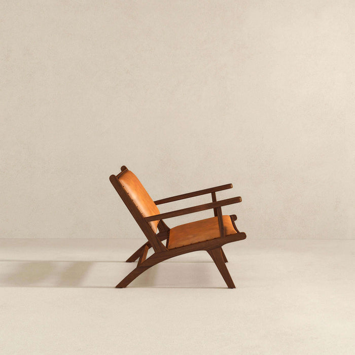 Daniel Mid-Century Modern Genuine Tan Leather Lounge Chair | Ashcroft Imports Furniture