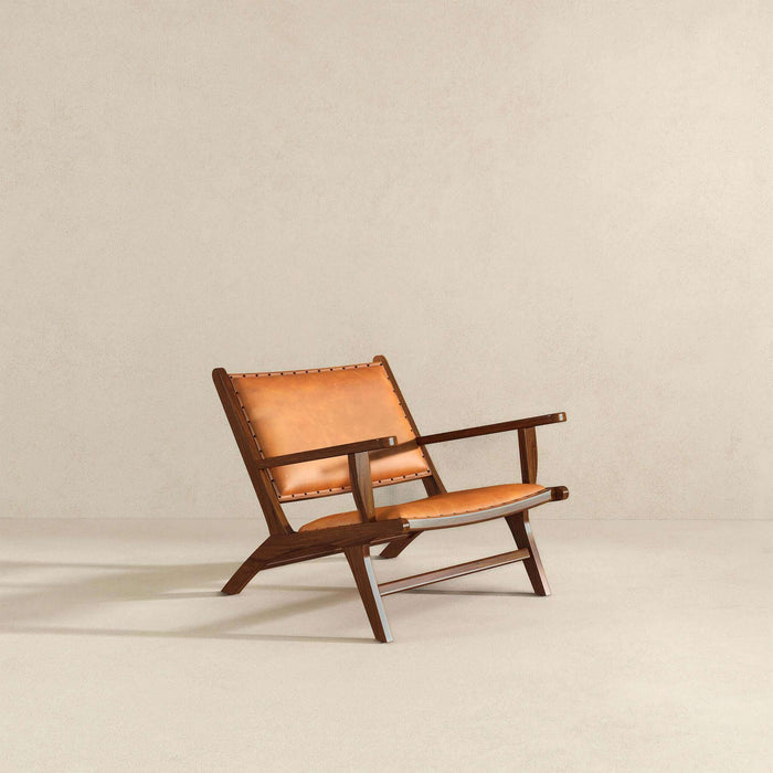 Daniel Mid-Century Modern Genuine Tan Leather Lounge Chair | Ashcroft Imports Furniture
